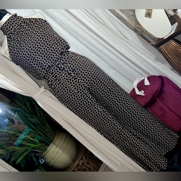 Enfocus Studio Black & Gold halter Top Sleeveless Pants Suit One Piece Jumpsuit - Picture 6 of 7